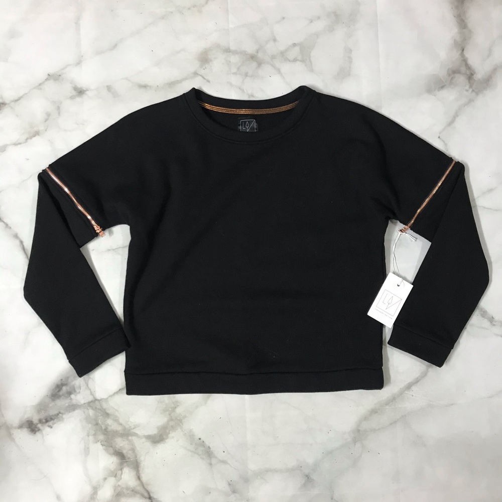 Lime and Vine Black Sweatshirt w Zipper Detail NWT